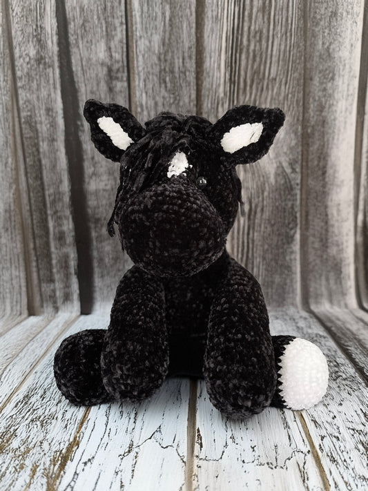 Customizable Crochet Horse - Black